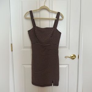 Hollister Black and Brown Plaid Dress